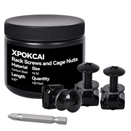 120-Pack 10/32 Set Rack Screws with Nylonand and Cage Nuts Washers for Server Racks、Routers Enclosures &Audio Equipment Cabinets Server Network Enclosure Mount Screws - color: Black-10/32, size: 120 Pack