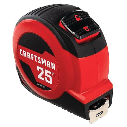 CRAFTSMAN 25-Ft Tape Measure with Fraction Markings, Retractable, Self-Locking Blade (CMHT37225), 7.6 m (Pack of 6) - size: 25-Foot (Pack of 6)
