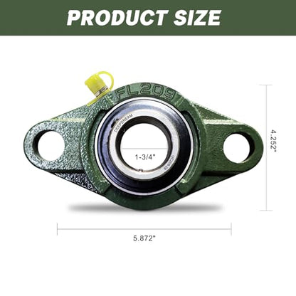 2 Pcs of UCFL209-28 Pillow Block Bearing Flange Mounted Pillow Block Bearings - Chrome Steel Bearings with 1-3/4" Bore - size: UCFL209-28-2Pcs