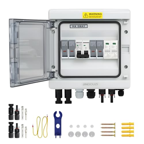 2 in 1 Out Solar Combiner Box,PV Combiner Box with 20A PV Fuse,DC 40A Circuit Breaker and Surge Protector,IP65 Solar Disconnect Switch Box for Indoor Outdoor Solar Panel System (2 in 1 Out 20A 500V) - size: 2 In 1 Out 20A 500V