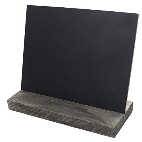 5 X 6 Inch Mini Tabletop Chalkboard Signs with Rustic Style Wood Base Stands, Set of 4，Include 3 chalks