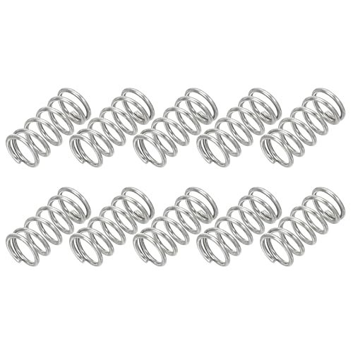 PATIKIL Compression Spring, 0.6mm Wire Dia x 5mm OD x 10mm L, 10 Pcs 304 Stainless Steel Mechanical Extension Small Springs Pen Springs Assortment Kit for Shop and Home Repairs - size: 0.6x5x10mm