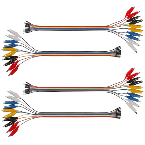 40PCS Alligator Clip to Male Jumper Wire Electrical Test Leads Jumper Wire Male Female to Alligator Clip Jumper for Arduino(30cm)