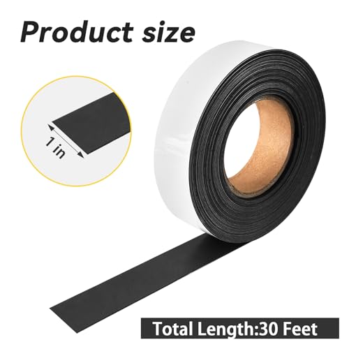 Magnetic Dry Erase Label Roll 1" x30ft, Reusable Tape - size: 1"x30ft