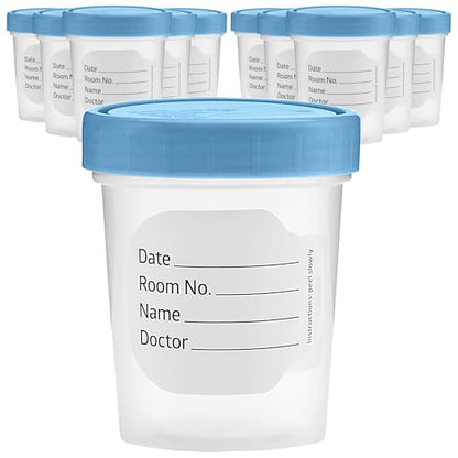 Vakly 4 oz Specimen Cups with Screw-On Lids Clear Non-Sterile 10 Pack