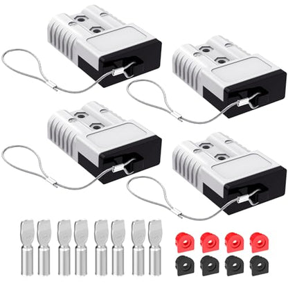 Anderson Connector, 175AMP 1/0AWG Battery Quick Connect w/Hard Cover 12V-36V Anderson Plug Winch Wiring Kit for Cable RV Truck Winch (4pcs)-Gray - size: Gray-4pcs