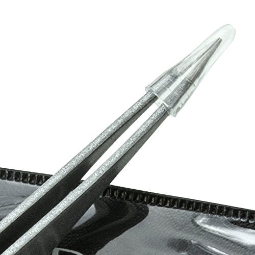 Ingrown Hair Tweezers by Zizzili Basics - Surgical Grade Stainless Steel Fine Pointed Tweezer - Precision Aligned Tips for Splinter, Eyebrow & Facial Hair Removal - with Bonus Tip Guard & Carry Pouch - color: Silver