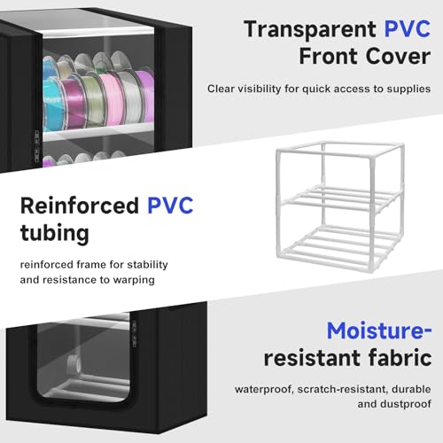 3D Printer Filament Storage Box, 2-Tier Cabinet with Active External Dryer
