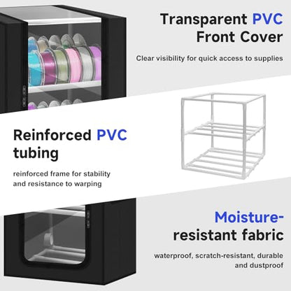 3D Printer Filament Storage Box, 2-Tier Cabinet with Active External Dryer