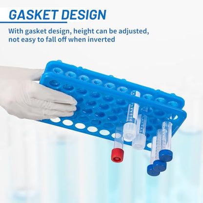 Test Tube Rack, Tube Holder with Silicone Pad, Blue, Pack of 1