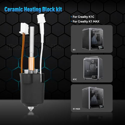 3D Printer Hotend k1 K1c Ceramic Hotend Kit Unicorn Quick Swap Nozzle for K1 Max K1C 3D Printer,xirbbo Upgrade All Metal Integrated Extruder Hot End Replacement - style: k1 K1c Ceramic Hotend Kit
