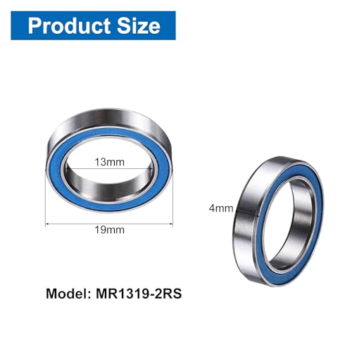 uxcell 8 Pcs MR1319-2RS Deep Groove Micro Bearing, 13x19x4mm Chrome Steel - size: MR1319-2RS