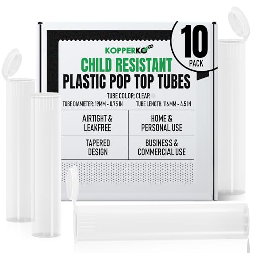 Kopperko Pop Top Pill Bottle, 116mm, 10 Pack, Clear - color: Clear, size: 10 Tubes