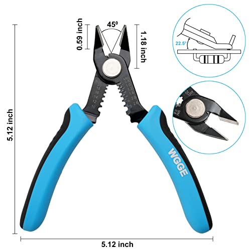 WGGE Precision Flush Wire Cutter and Stripper, 10-20 AWG, 6-Inch