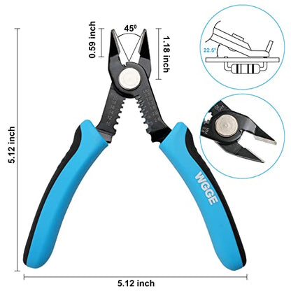 WGGE Precision Flush Wire Cutter and Stripper, 10-20 AWG, 6-Inch