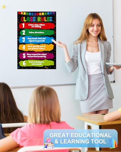 D24TIME Classroom Rules Poster-16.5" x 11.2" Educational Posters - color: Bright