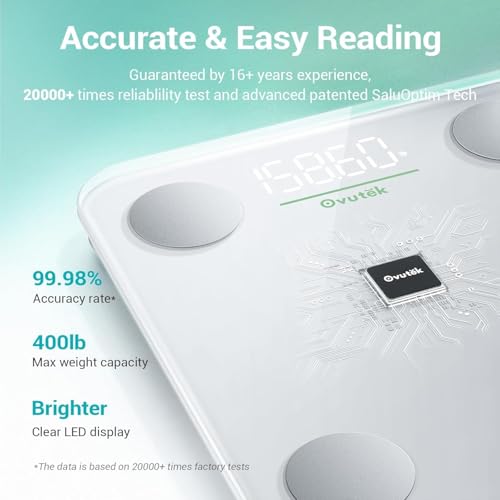 Ovutek Smart Scale for Body Weight Digital Bathroom Scale with BMI Body Fat - color: White