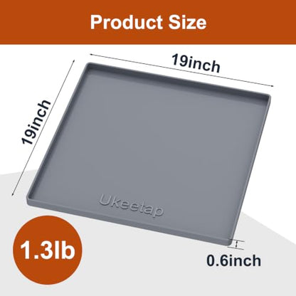 19" x 19" Extra Thick Silicone Mat Waterproof with Raised Edge, Gray - color: Gray, size: 19"L x 19"W