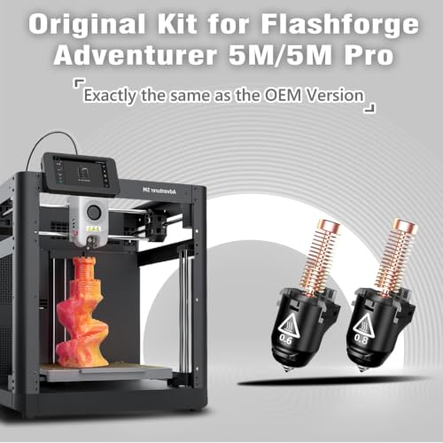 Original 3D Printer Nozzle 0.6mm 0.8mm for FLASHFORGE Adventurer 5M Hotend,3S Quick Detachable Nozzle,Up to 280℃ High Temp 32mm³/s High Flow Nozzle,Adventurer 5M Pro Nozzles Kit - style: 0.6mm+0.8mm