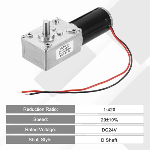 MECCANIXITY DC24V 20RPM Reversible Worm Geared Motor Reducer Motor 8mm D Shape Shaft High Torque Gear Box Reduction Electric Motor for Sweepers, Printers, Ovens - style: 24V 20RPM