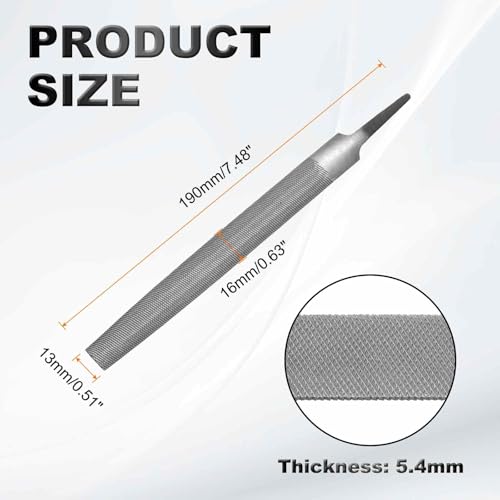 HARFINGTON 6" Half Round Medium Cut File Double Cut Teeth without Handle - size: 6"