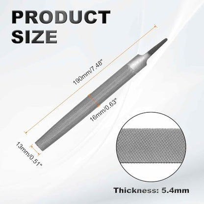HARFINGTON 6" Half Round Medium Cut File Double Cut Teeth without Handle - size: 6"