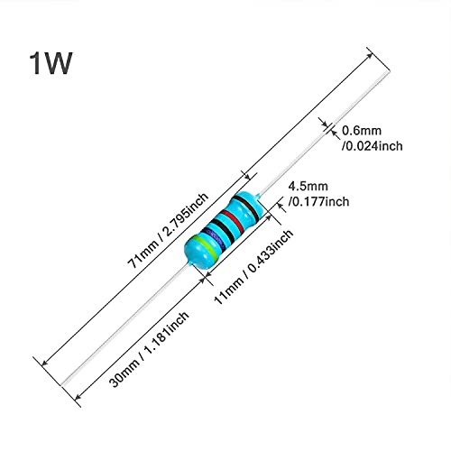 Chanzon 35 Values 1W 0.1R-1MR Ω ohm 175pcs Metal Film Fixed Resistor Kit - size: 2) 1W Kit