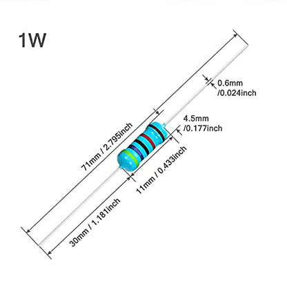 Chanzon 35 Values 1W 0.1R-1MR Ω ohm 175pcs Metal Film Fixed Resistor Kit - size: 2) 1W Kit