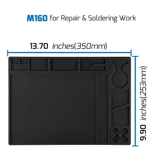 WEP M160 Silicone Soldering Mat 13.7x9.9 inches Heat-resistant with 5 Function Zones, Soldering Mat for, electronics repair, DIY Projects - size: 13.7x9.9 inches