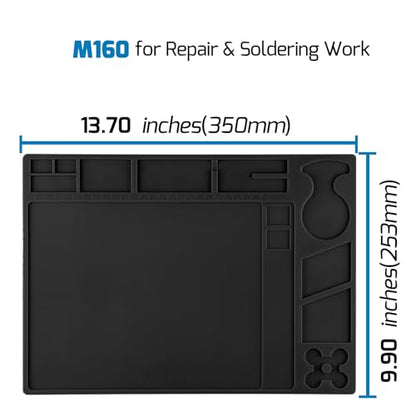 WEP M160 Silicone Soldering Mat 13.7x9.9 inches Heat-resistant with 5 Function Zones, Soldering Mat for, electronics repair, DIY Projects - size: 13.7x9.9 inches