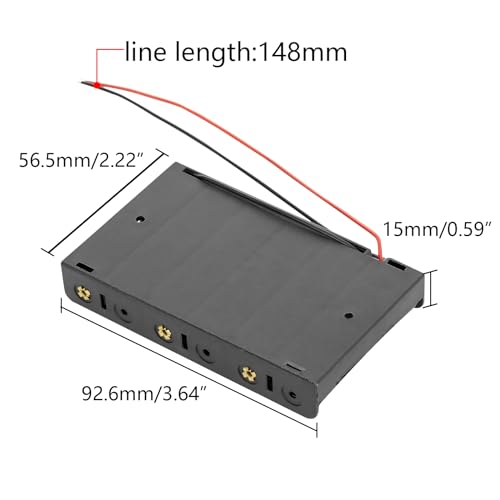 6 AA 9V Battery Holder Case Box, Black