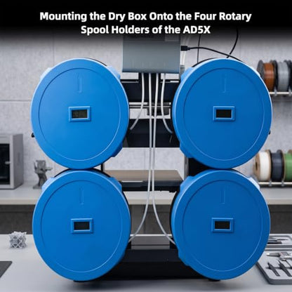 3D Printer Dry Box Kit Compatible with Flashforge AD5X, Water-Proof and Dust-Proof Sealing Design Filament Spool Storage Container Boxes with Temp-Humidiity Moniitor, Not Include Print Part
