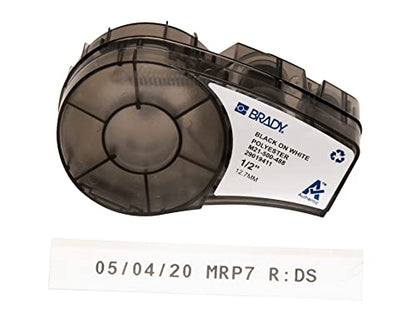 Brady Authentic (M21-500-488) Solvent-Resistant Lab Label for Lab, Barcode and Printed Circuit Board Labeling, Black on White- For M210, M210-LAB, M211, BMP21-PLUS and BMP21-LAB Printers, .5" W, 21' L - size: .5"