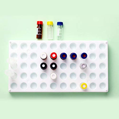 Ks-Tek 2Pcs Vial Rack,White Polypropylene(PP) Vial Holder for 2mL Autosample Vial with 50 Holds Diameter 12mm,Stackable Vial Racks,Centrifuge Tube Rack,Bottle Racks