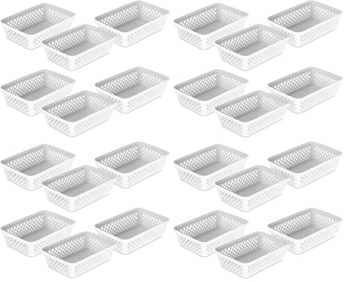 Glad Plastic Storage Basket Set - Multipurpose Drawer Trays, Kitchen Pantry Containers, and Bathroom Bins - Medium Organizers, White, 6 Count (Pack of 4) - color: White, size: Medium (Pack of 4)