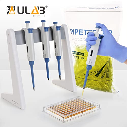 ULAB Single Channel Pipettor with Pipette Tips Offered, 1pc of Adjustable Volume Micro Pipette with Vol.Range.1000-5000μl, 250pcs of Vol.5000μl Pipette Tips in Neutral Color, ULH1022 - style: 1000-5000μl & 250 Tips