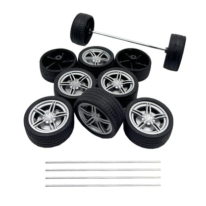 10PCS Toy Car Wheels 40mm Rubber Tire Wheels with Metal Shaft for RC Car Truck DIY Model Toy Wheel Replacement Accessories (3X40mm) - style: 3X40mm