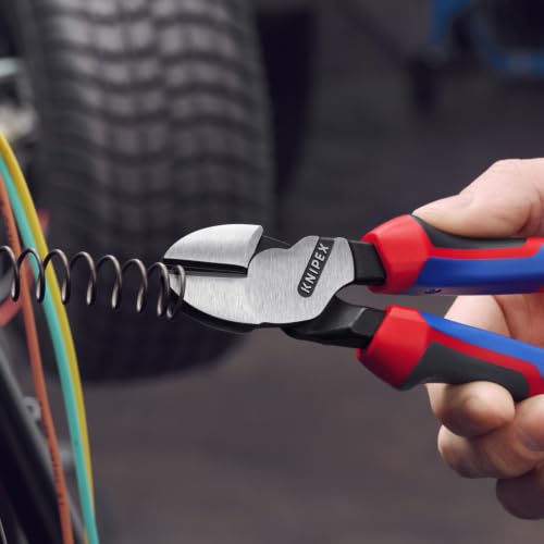 KNIPEX Tools - High Leverage Angled Diagonal Cutters, 12 Degree Angled, Multi-Component (7422200SBA), 8 inches