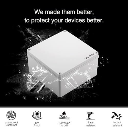 QILIPSU Outdoor Junction Box IP67 Waterproof Project Box ABS Plastic Weatherproof Electrical Enclosure Gray Cover (7.9"x7.9"x3.7") - color: Grey Cover, size: 7.9"x7.9"x3.7"