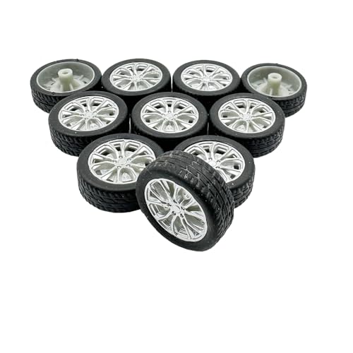 10PCS Small Toy Car Wheels Model Car Rubber Tire Wheels with 5PCS Shaft Round Axles for for DIY Model Toy RC Car Truck Robot Wheel Replacement Accessories (2x26mm) - style: 2x26mm