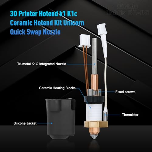 3D Printer Hotend k1 K1c Ceramic Hotend Kit Unicorn Quick Swap Nozzle for K1 Max K1C 3D Printer,xirbbo Upgrade All Metal Integrated Extruder Hot End Replacement - style: k1 K1c Ceramic Hotend Kit