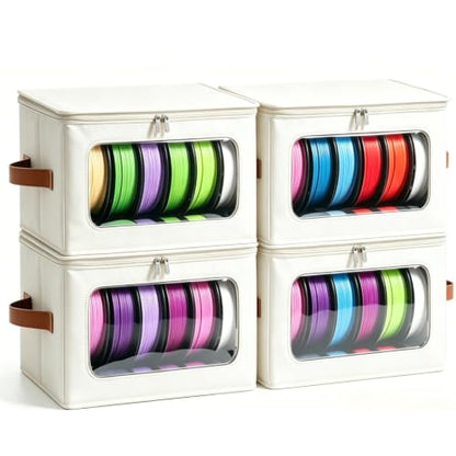 Filament Storage Box Waterproof Dry Box with Desiccants (White, 4 Pack) - color: White