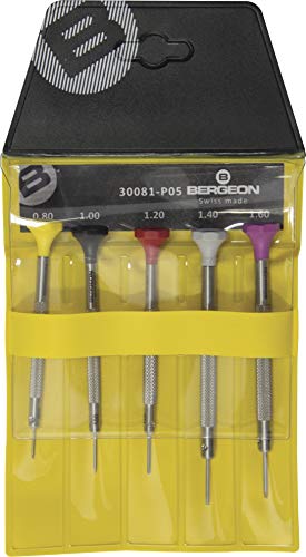 Bergeon 30081-P05 Stainless Steel Assortment of 5 Screwdrivers - Swiss Made