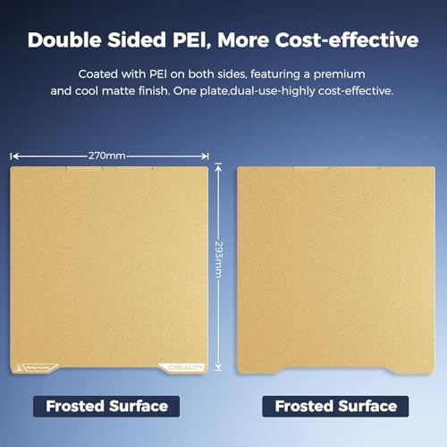 Creality K2 Build Plate, 270x293mm Textured PEI Sheet Magnetic Flexible Removable Spring Steel Printing Plate 3D Printer Bed Plate, K2 Combo PEI Gold Double Sided Frosted Build Plate for 3D Printer - color: PEI Frosted Gold, size: K2