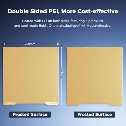 Creality K2 Build Plate, 270x293mm Textured PEI Sheet Magnetic Flexible Removable Spring Steel Printing Plate 3D Printer Bed Plate, K2 Combo PEI Gold Double Sided Frosted Build Plate for 3D Printer - color: PEI Frosted Gold, size: K2