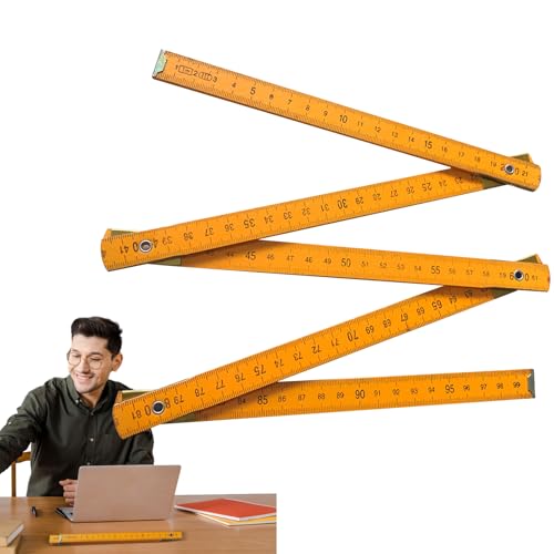 Folding Wooden Stick Ruler - 1 Meter Wood Measuring Ruler for Carpenters,Metric Scale for School, Folding Drawing Tools, Teaching Supplies