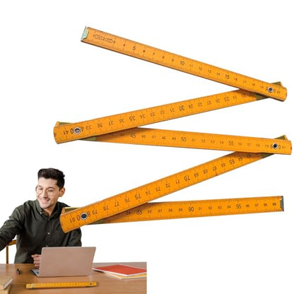 Folding Wooden Stick Ruler - 1 Meter Wood Measuring Ruler for Carpenters,Metric Scale for School, Folding Drawing Tools, Teaching Supplies