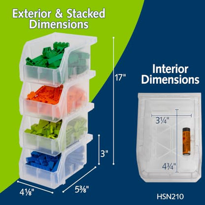 ReadySpace Extra-Small Stackable Plastic Storage Bins, 12-Pack, Clear - color: Clear, size: Extra-Small, 12-Pack