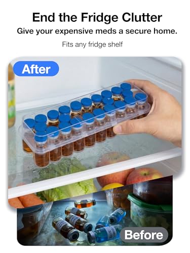 SUNMON 24-Slot Peptide Case for Fridge, 3ml Vial Storage Case for Refrigerator, 3ml Insulin Vial Holder for Diabetic Care (2 Pcs) - size: 3ml-24 Slot 2 Pcs
