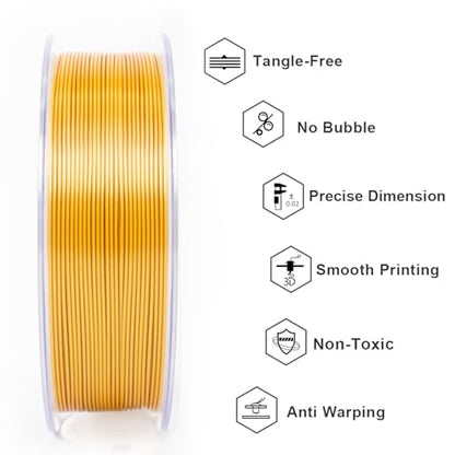 Geeetech 3D Printer Silk PLA Tri-Color Filament, Metal-Like Shiny Silk Filament 1.75mm 1kg (2.2lbs) Spool, Dimensional Accuracy +/- 0.02 mm, Tri-Color Gold Silver Copper - color: 1kg Triple Color Gold-silver-copper